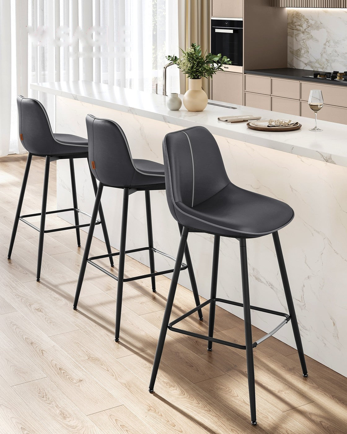 Synthetic Leather Bar Stools With Back - product photo 107