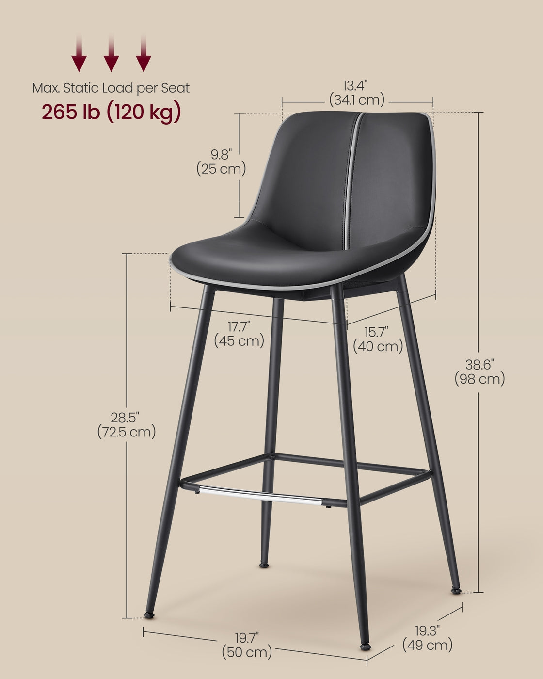 Synthetic Leather Bar Stools With Back - product photo 110