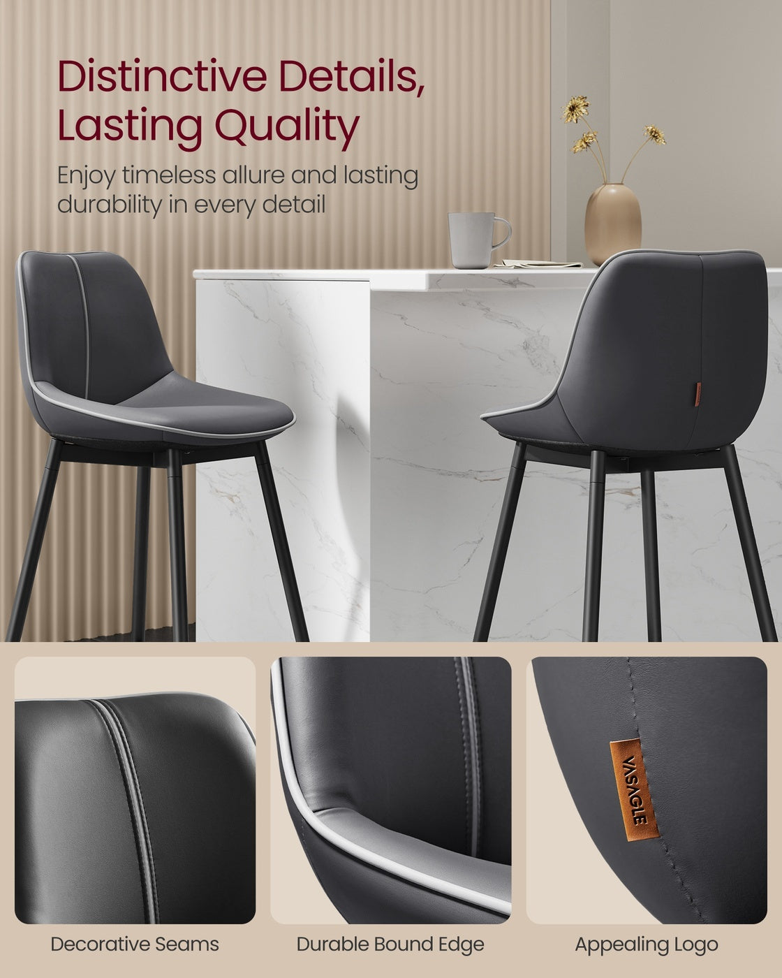 Synthetic Leather Bar Stools With Back - product photo 112