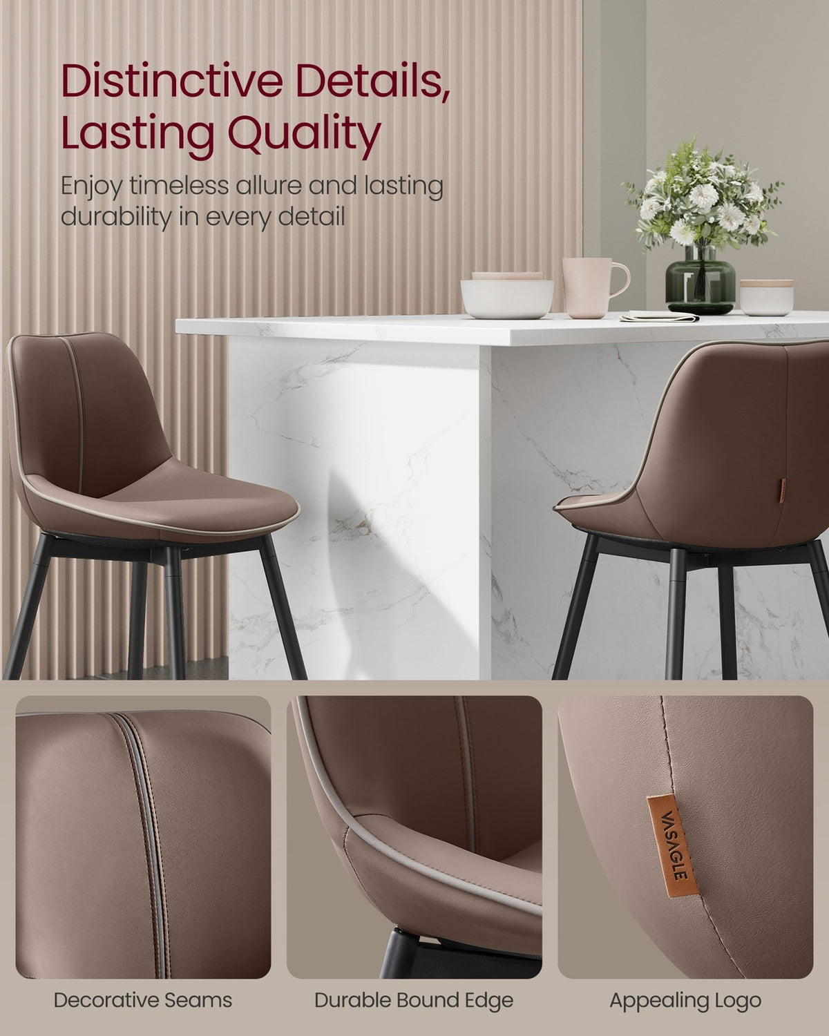 Synthetic Leather Bar Stools With Back - product photo 18