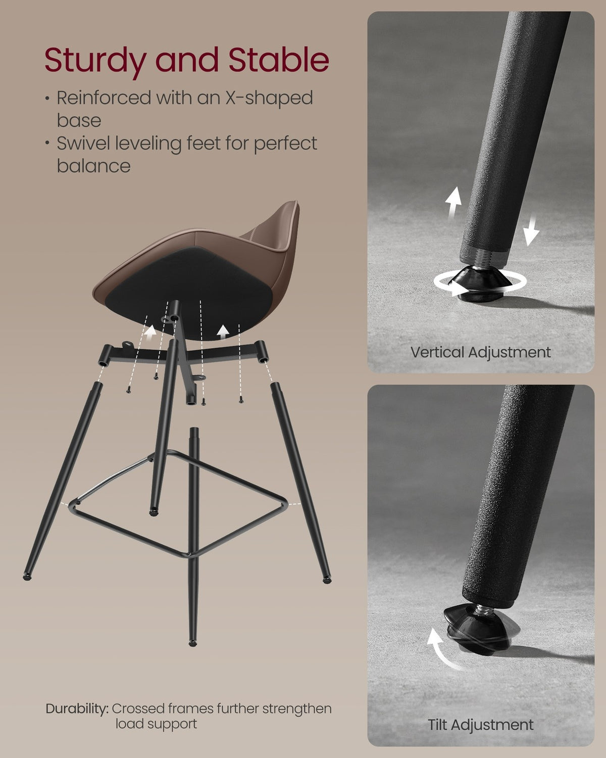 Synthetic Leather Bar Stools With Back - product photo 19