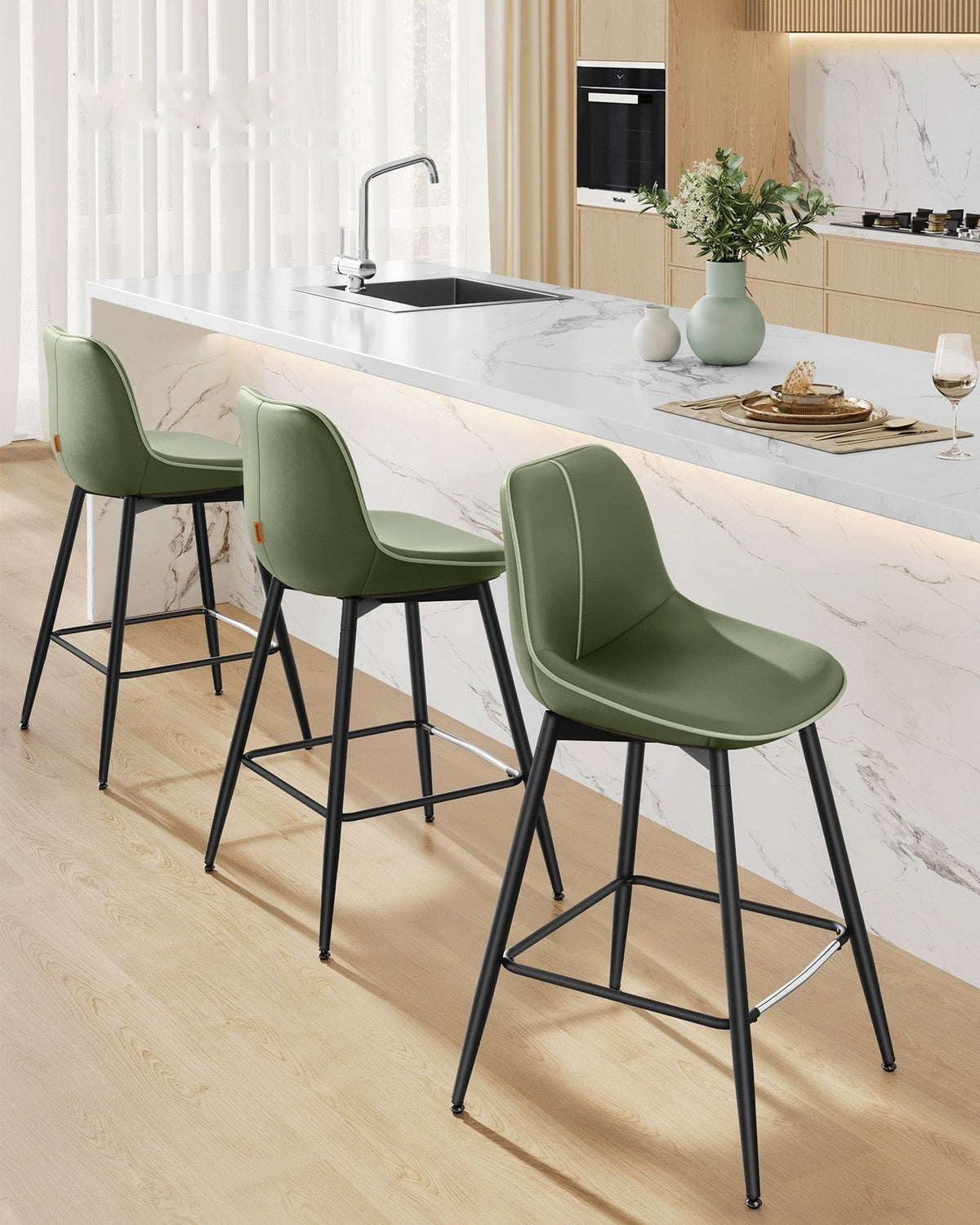 Synthetic Leather Bar Stools With Back - product photo 22