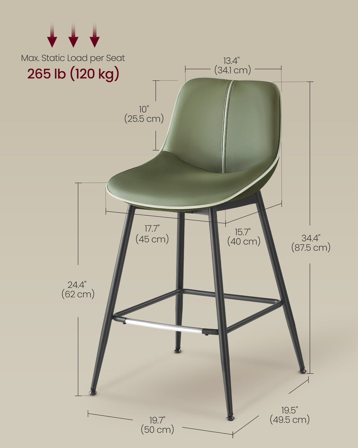 Synthetic Leather Bar Stools With Back - product photo 25