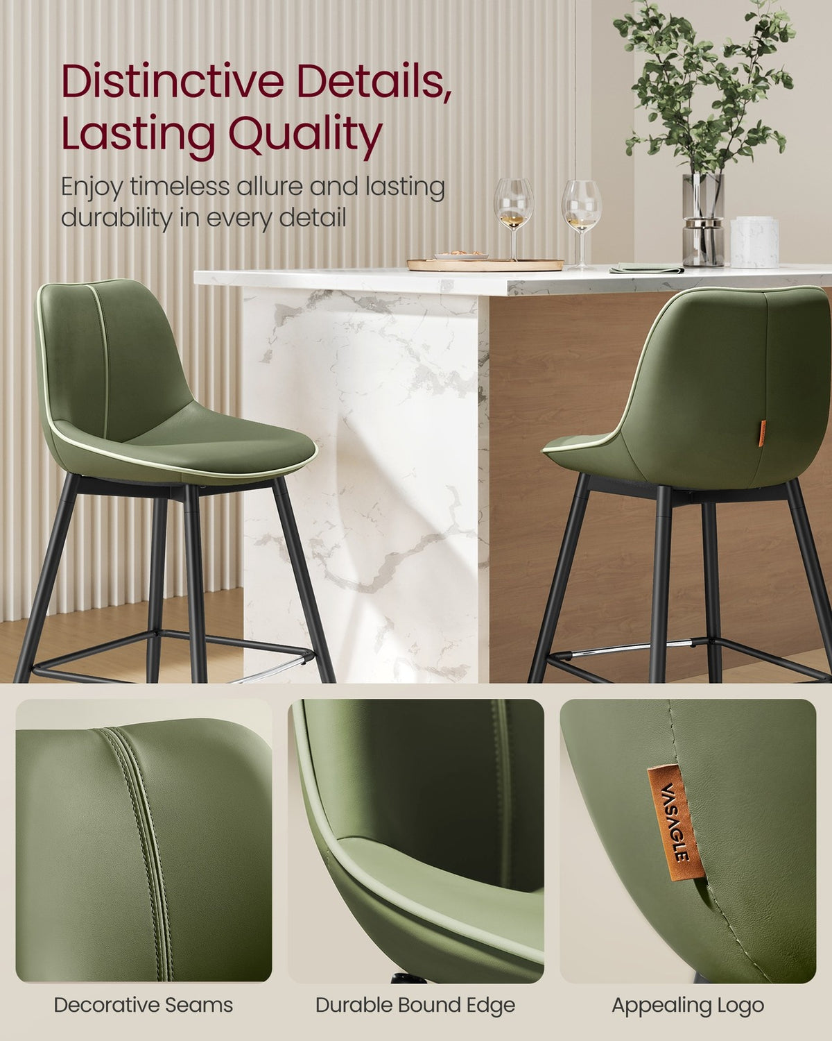 Synthetic Leather Bar Stools With Back - product photo 28