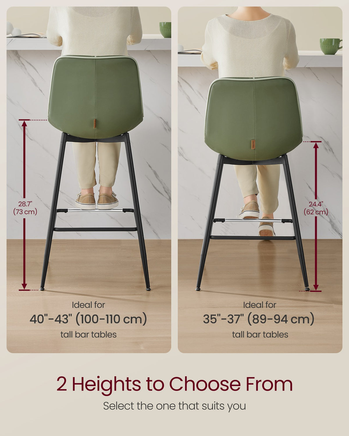 Synthetic Leather Bar Stools With Back - product photo 30