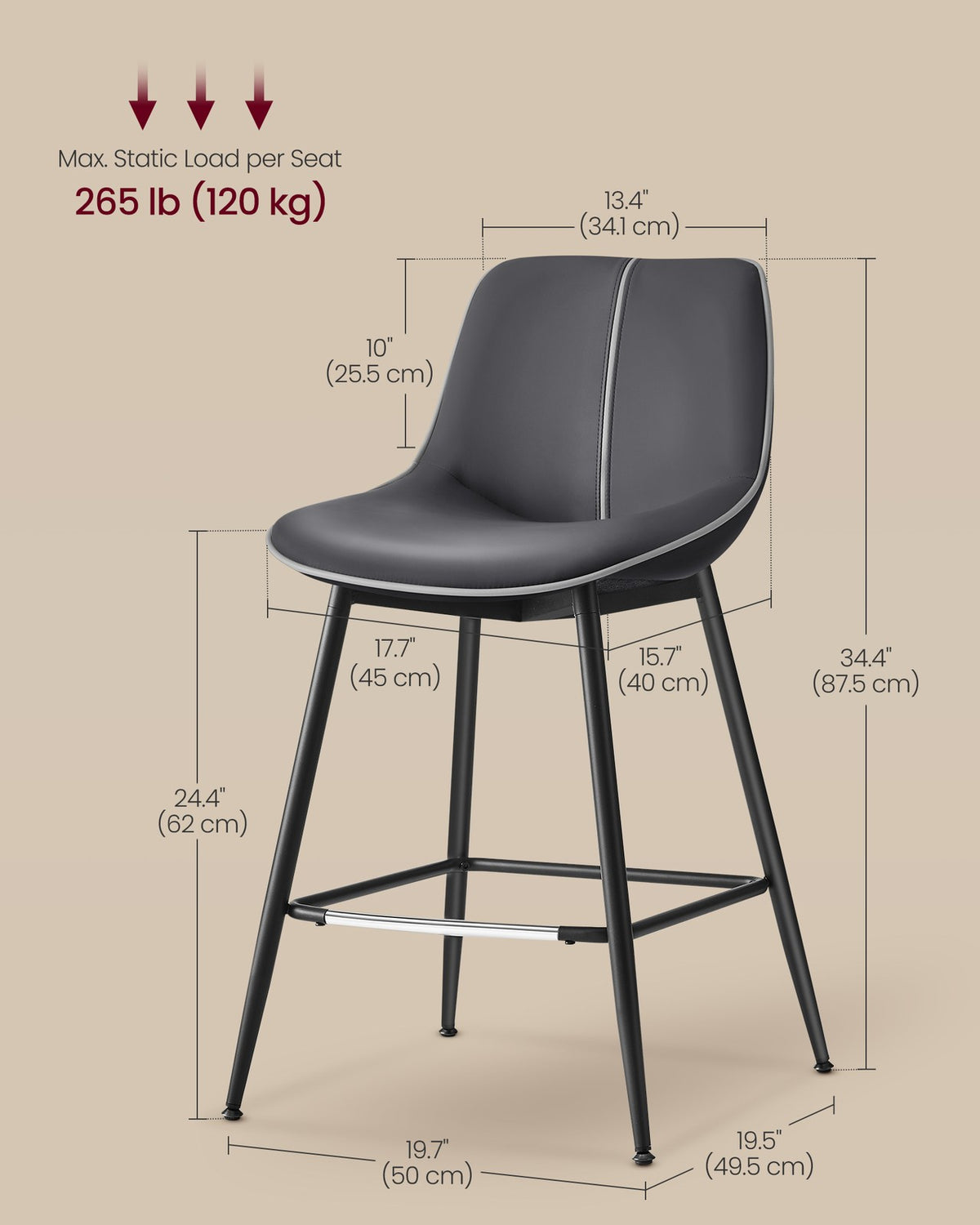 Synthetic Leather Bar Stools With Back - product photo 35