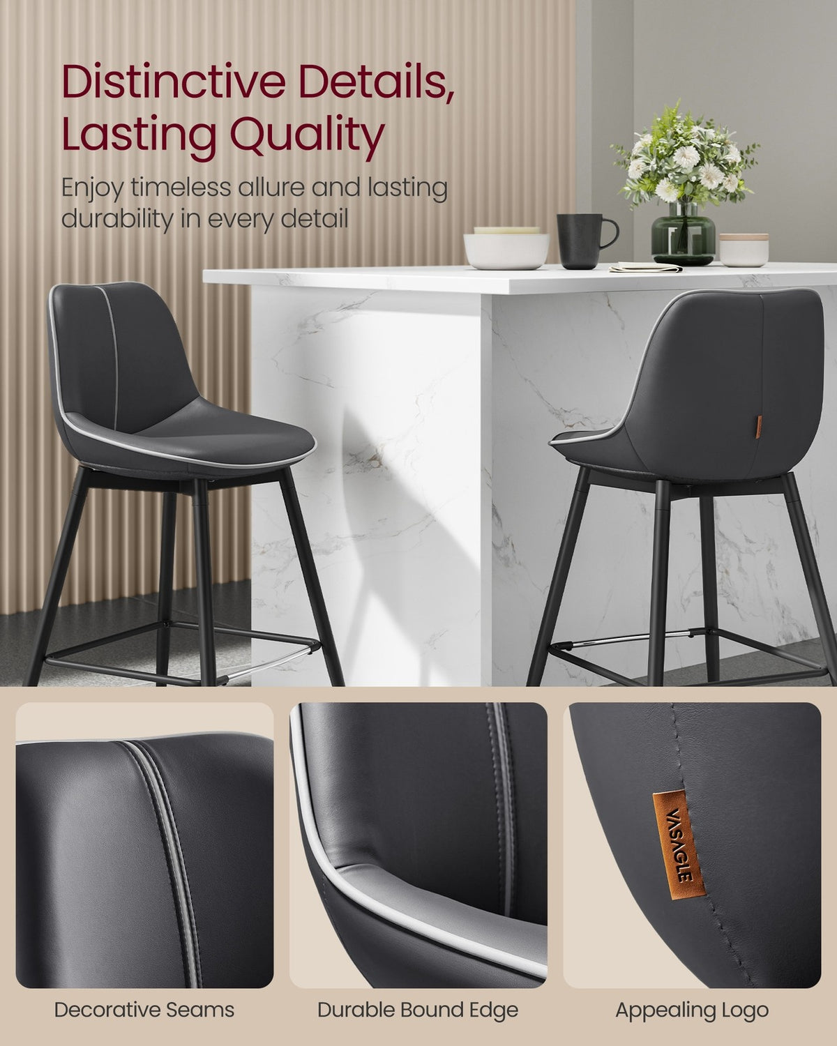 Synthetic Leather Bar Stools With Back - product photo 37