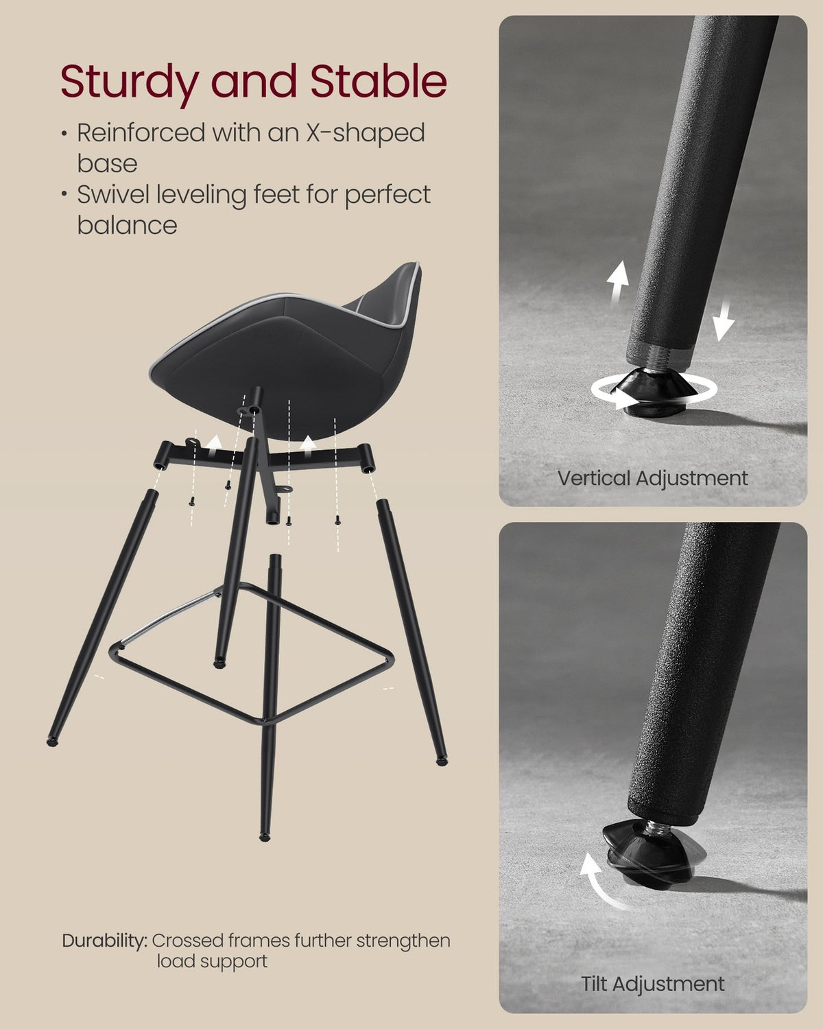 Synthetic Leather Bar Stools With Back - product photo 38