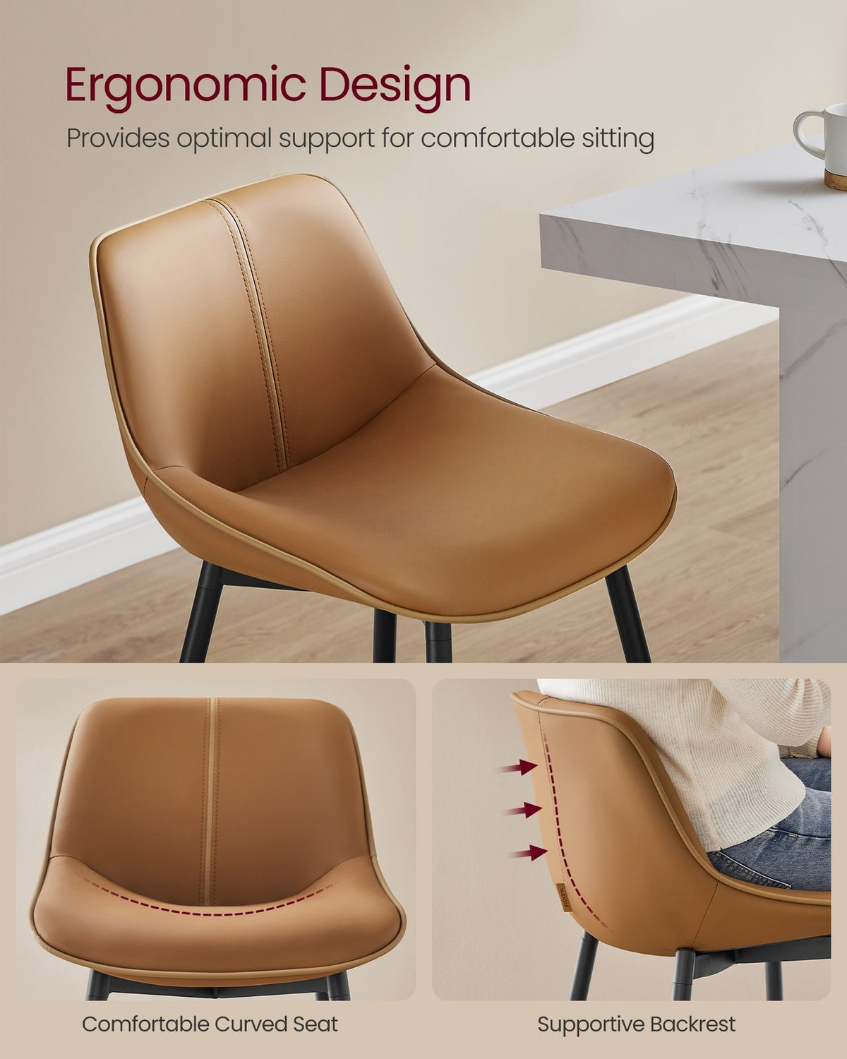 Synthetic Leather Bar Stools With Back - product photo 42
