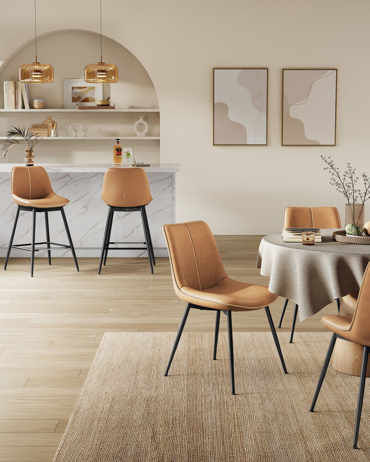 Synthetic Leather Bar Stools With Back - product photo 45
