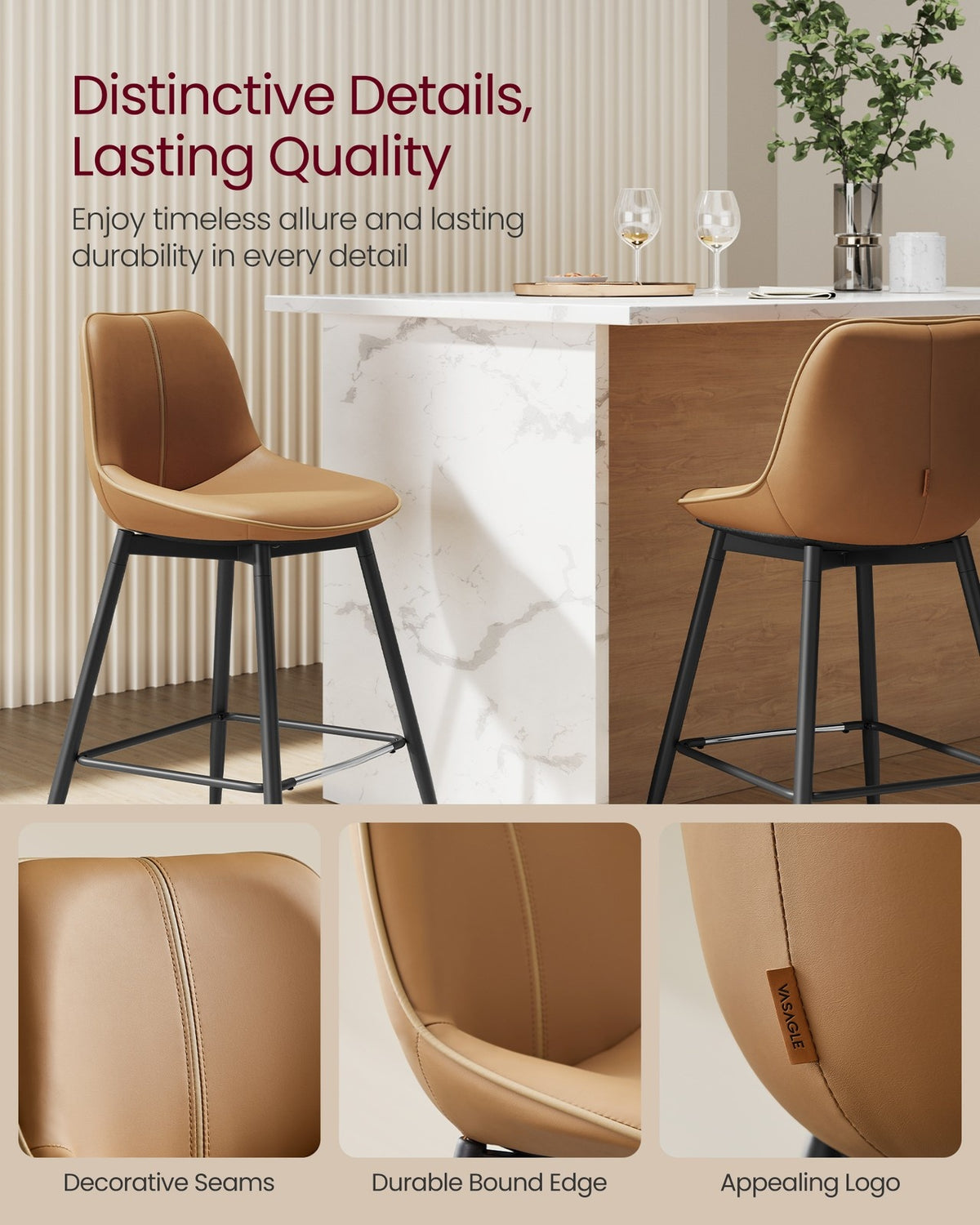 Synthetic Leather Bar Stools With Back - product photo 47