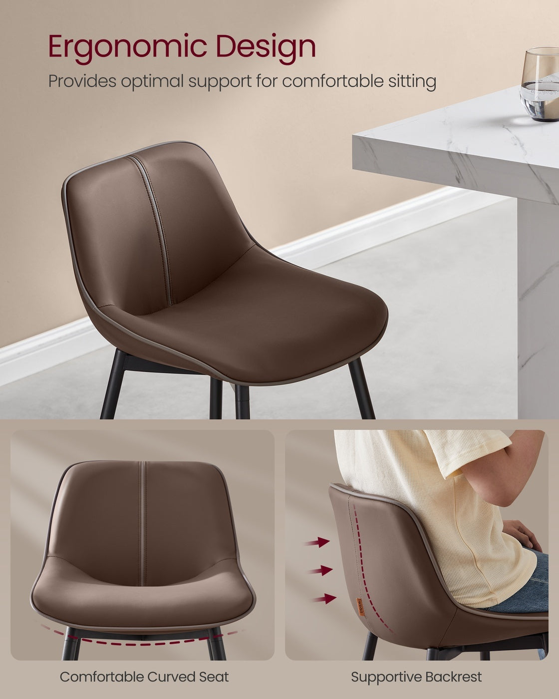 Synthetic Leather Bar Stools With Back - product photo 52