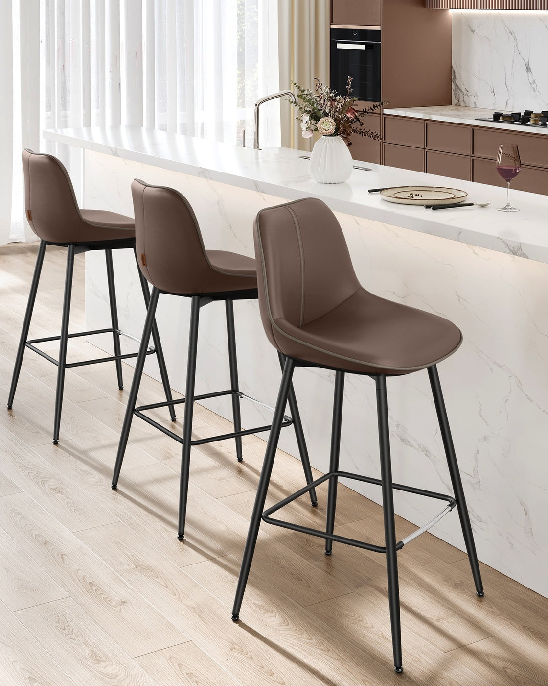 Synthetic Leather Bar Stools With Back - product photo 60
