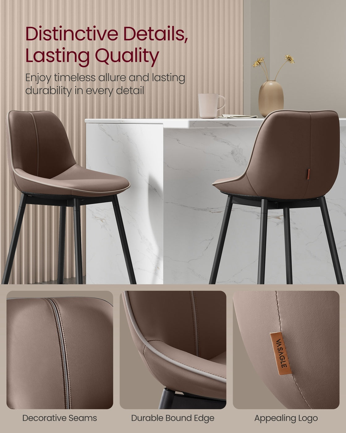 Synthetic Leather Bar Stools With Back - product photo 66