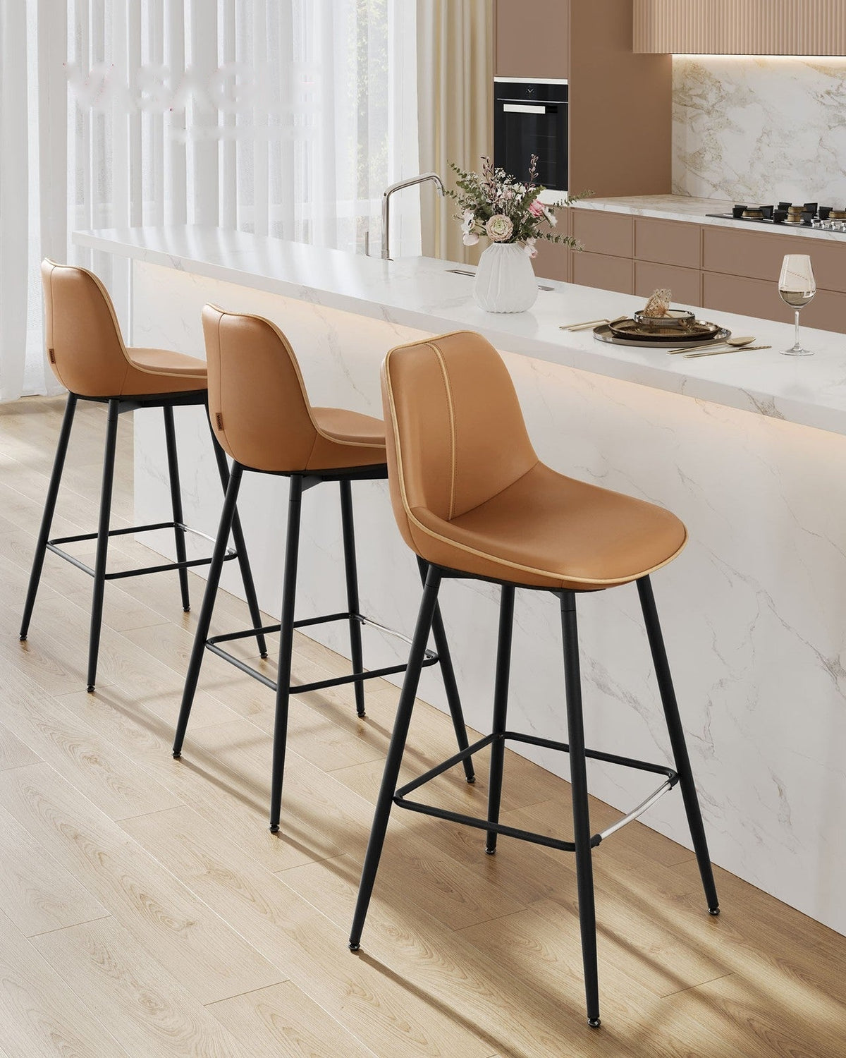 Synthetic Leather Bar Stools With Back - product photo 69