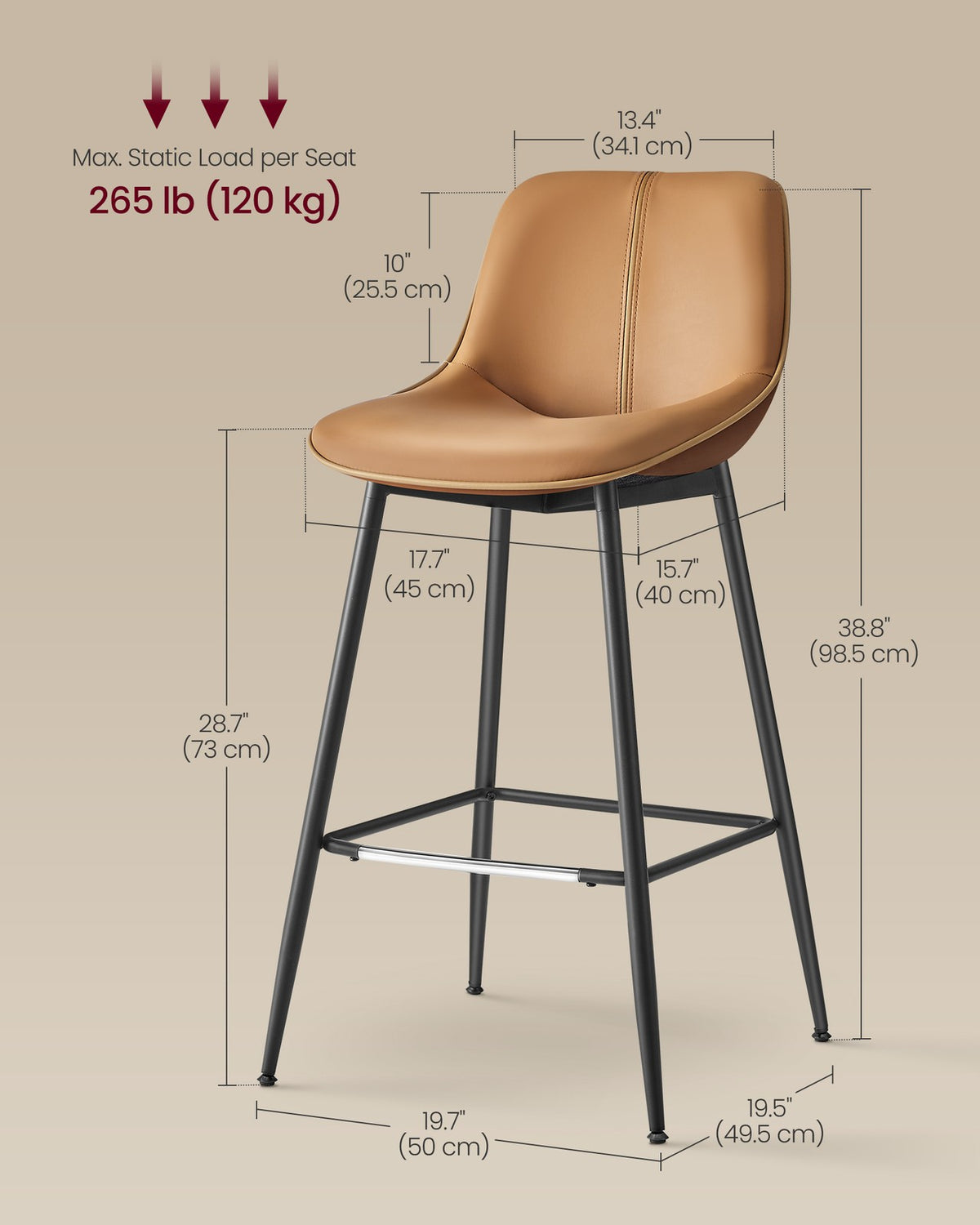 Synthetic Leather Bar Stools With Back - product photo 72