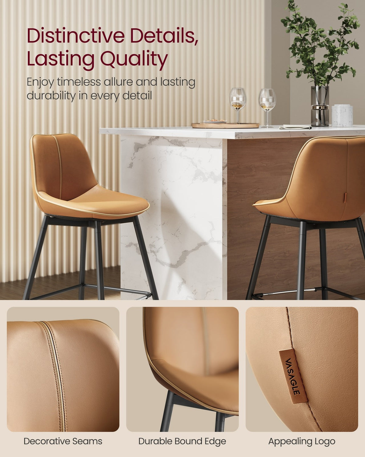 Synthetic Leather Bar Stools With Back - product photo 74