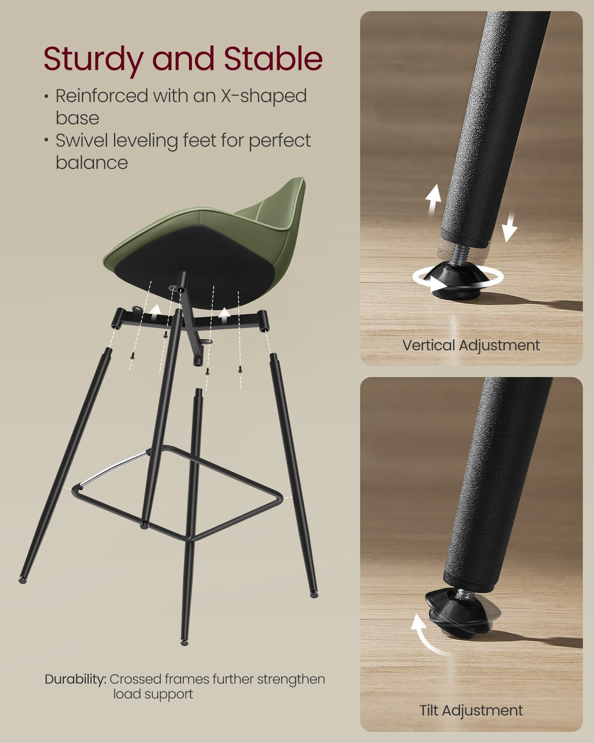 Synthetic Leather Bar Stools With Back - product photo 85