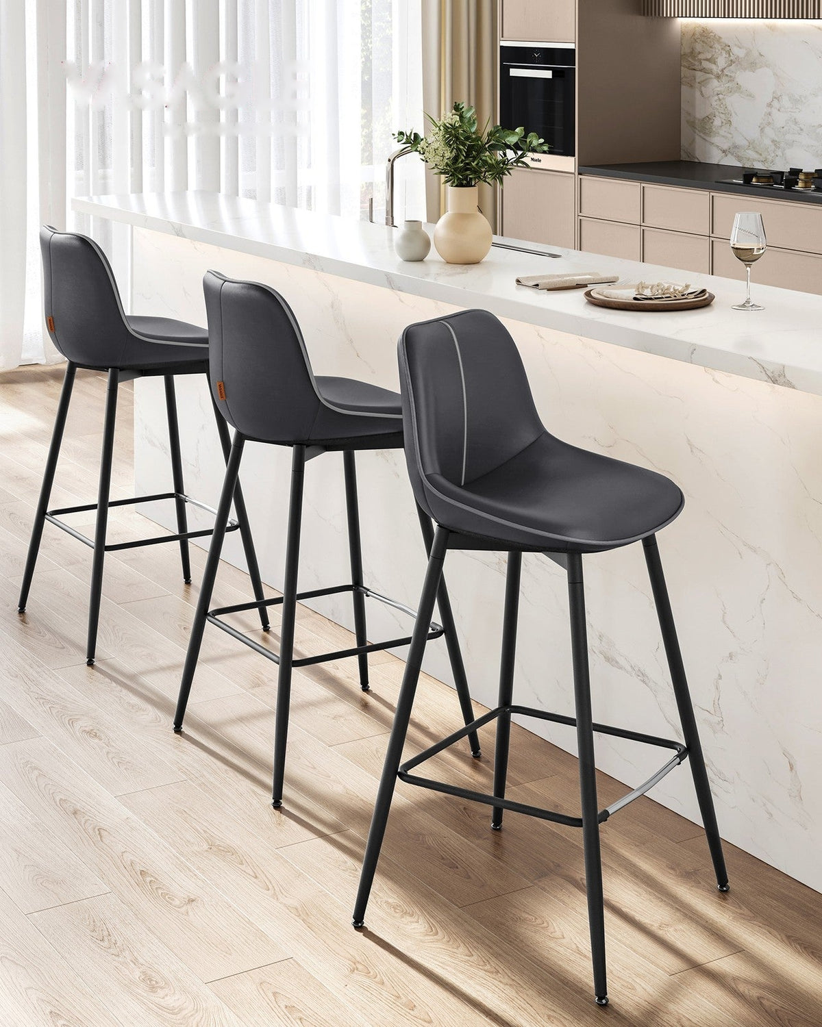 Synthetic Leather Bar Stools With Back - product photo 98