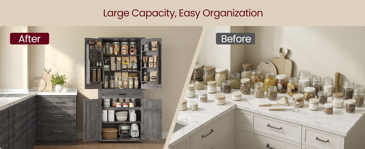 Tall Farmhouse Kitchen Pantry Cabinet With Barn Doors, 70.3 Inch - product photo 32