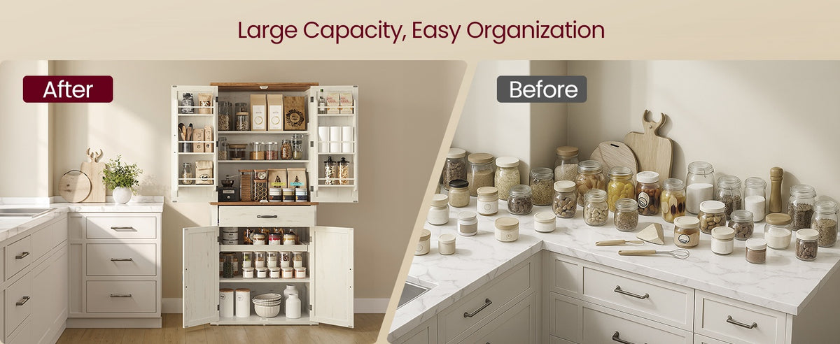 Tall Farmhouse Kitchen Pantry Cabinet With Barn Doors, 70.3 Inch - product photo 35