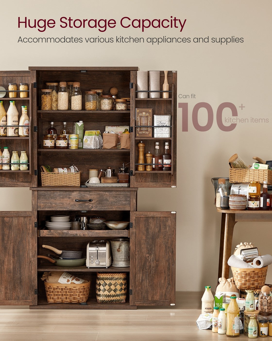 Tall Farmhouse Kitchen Storage Cabinet With Barn Doors - product photo 18