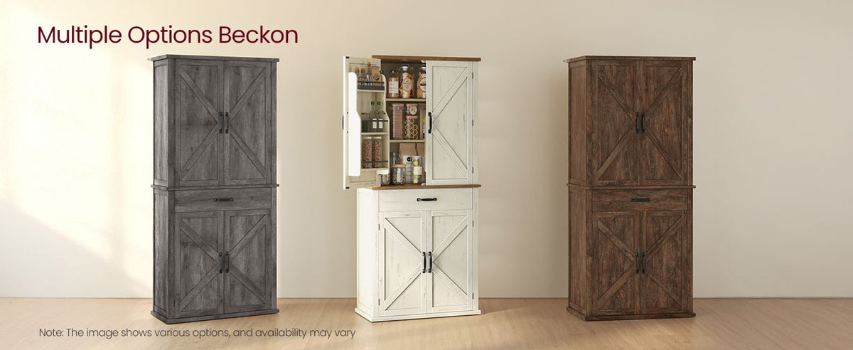Tall Farmhouse Kitchen Storage Cabinet With Barn Doors - product photo 22