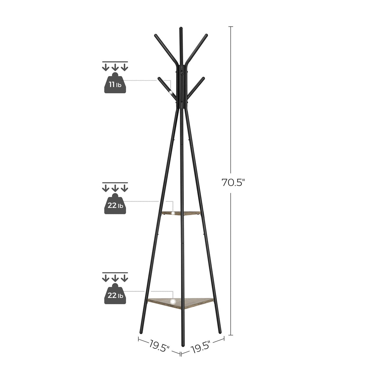 Tapered Triangle Coat Rack Stand - product photo 16