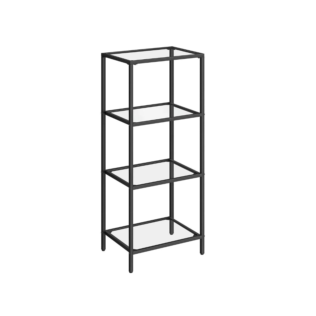Tempered Glass Bookcase 4 Or 5 Tier Slim Shelving Unit – product view 1 | Ridgefield Furniture