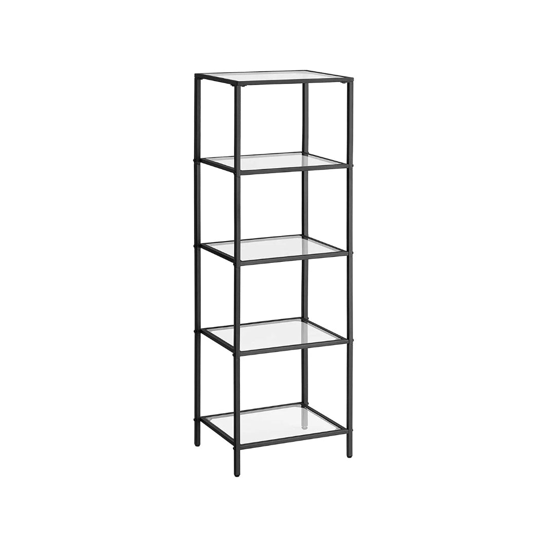 Tempered Glass Bookcase 4 Or 5 Tier Slim Shelving Unit – product view 2 | Ridgefield Furniture