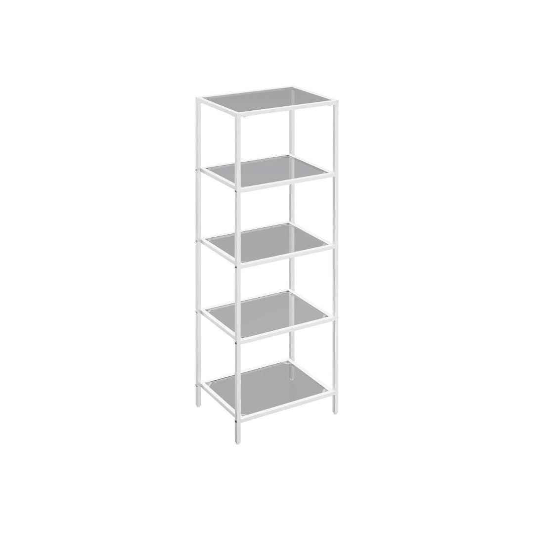 Tempered Glass Bookcase 4 Or 5 Tier Slim Shelving Unit – product view 4 | Ridgefield Furniture