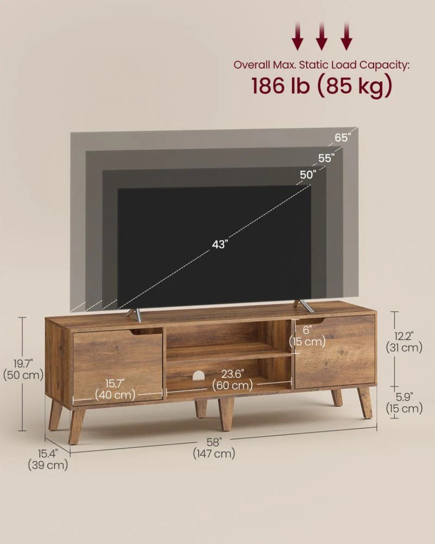 TV Stand For 65 Inch TVs With Cabinets And Adjustable Shelf – product view 4 | Ridgefield Furniture