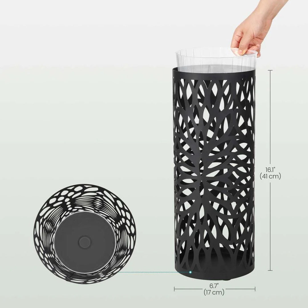 Steel Umbrella Stand With Drip Tray & Hooks For Canes Storage – product view 5 | Ridgefield Furniture
