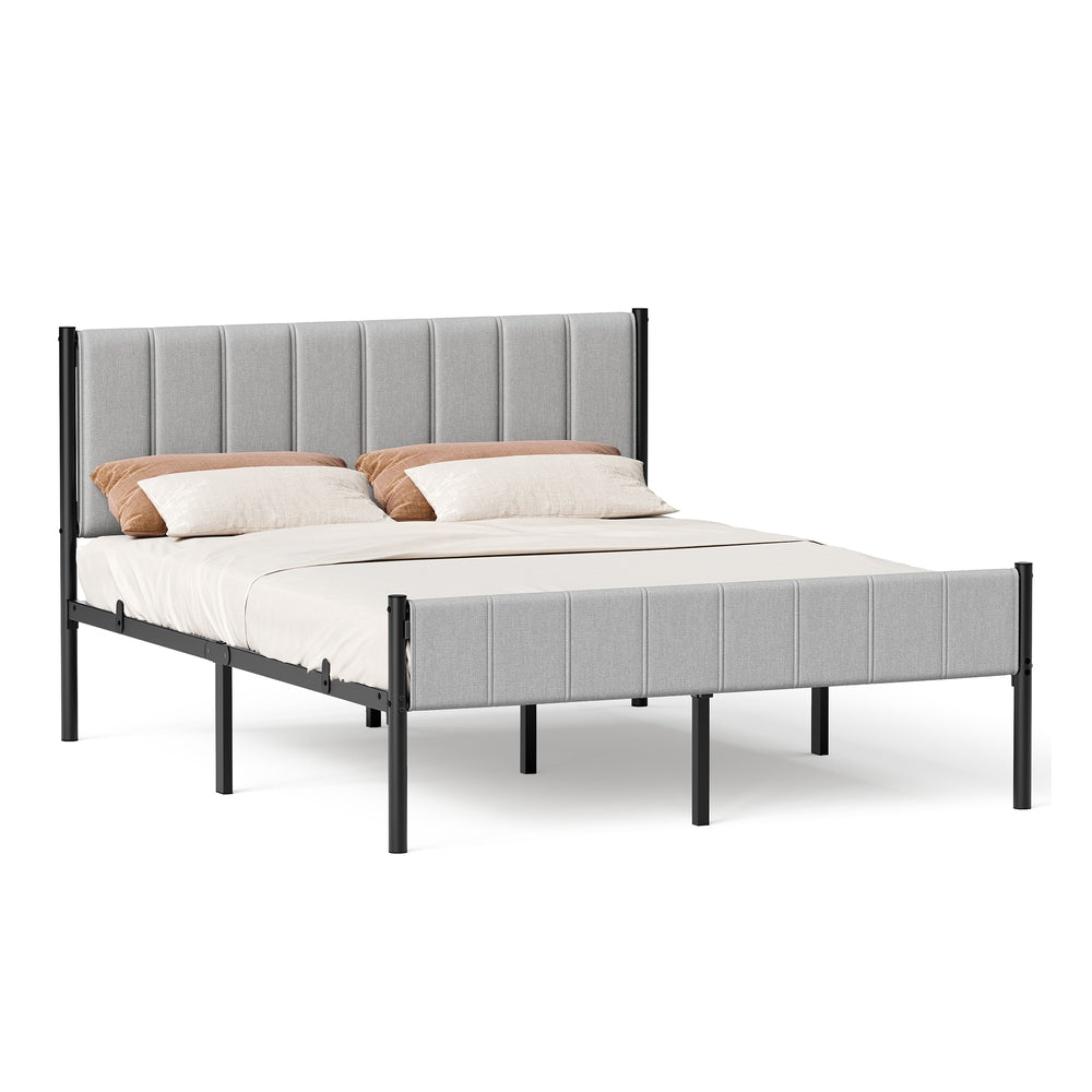 Upholstered Metal Bed Frame With Headboard And Footboard - product photo 01
