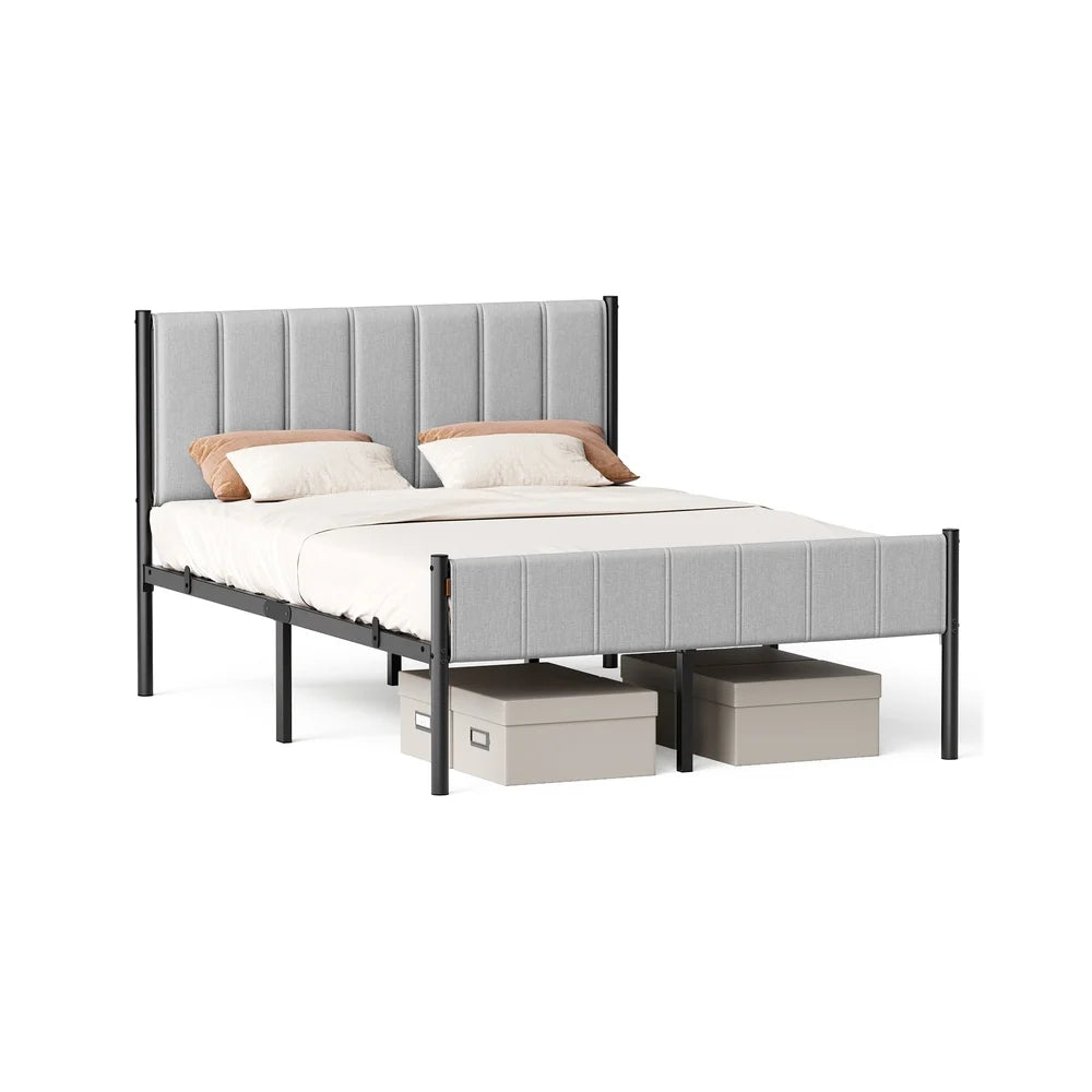 Upholstered Metal Bed Frame With Headboard And Footboard - URMB982G01V1
