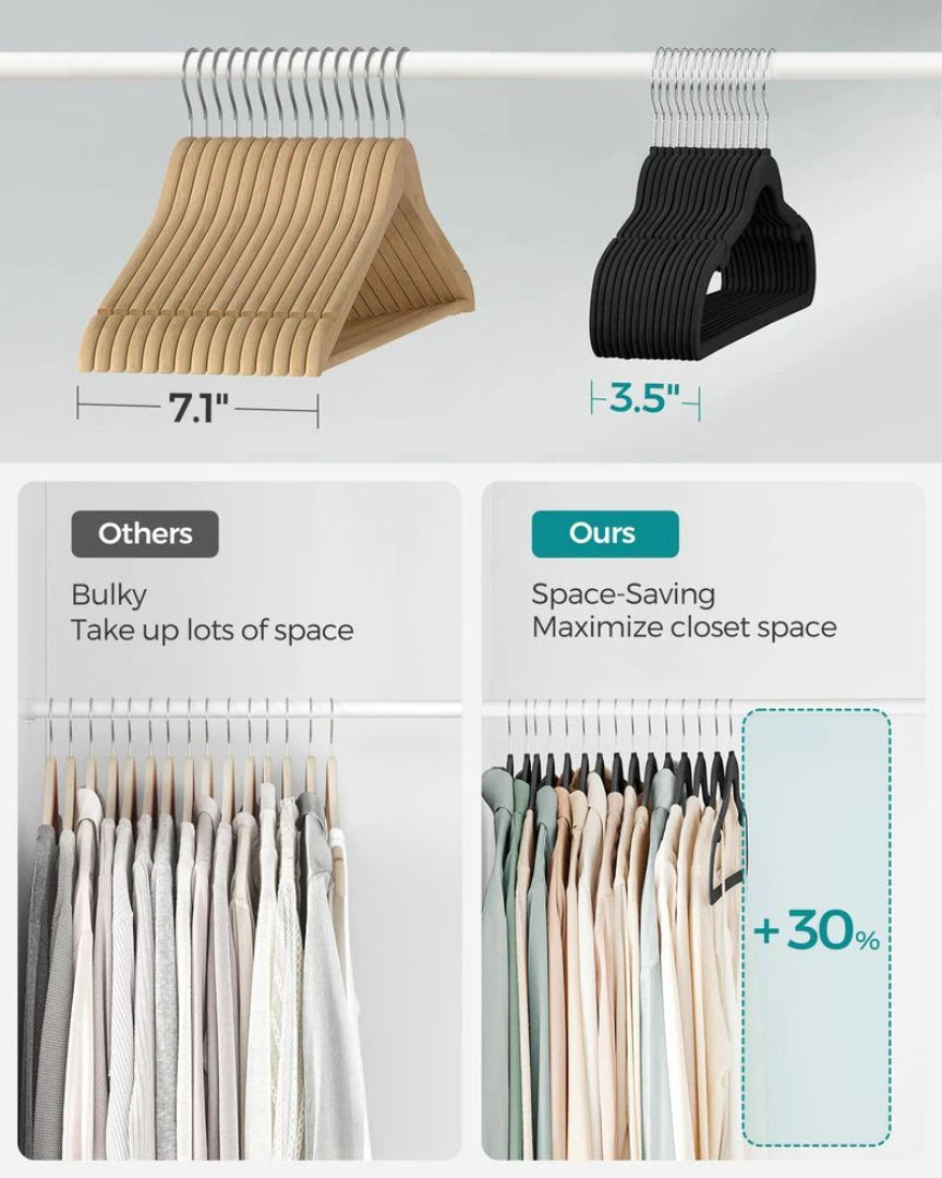 Velvet Clothes Hangers 60 Pack Non Slip – product view 5 | Ridgefield Furniture