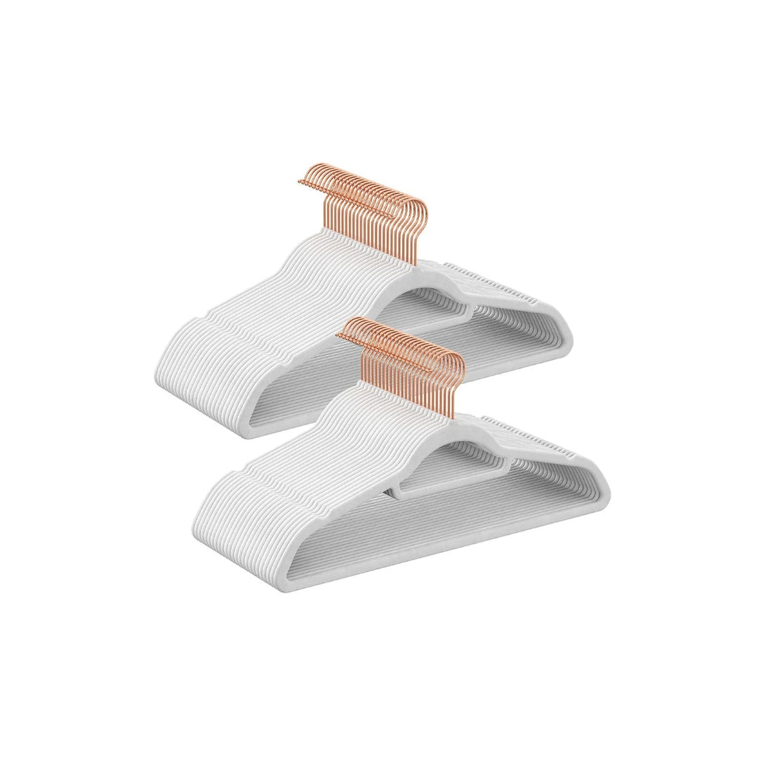 Velvet Clothes Hangers Set Of 50 Or 60 With Rose Gold Hook – product view 1 | Ridgefield Furniture