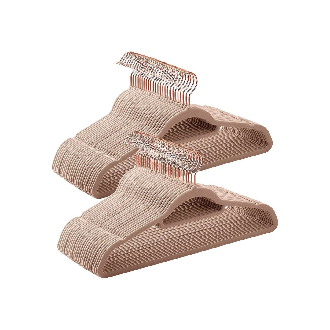 Velvet Clothes Hangers Set Of 50 Or 60 With Rose Gold Hook – product view 3 | Ridgefield Furniture