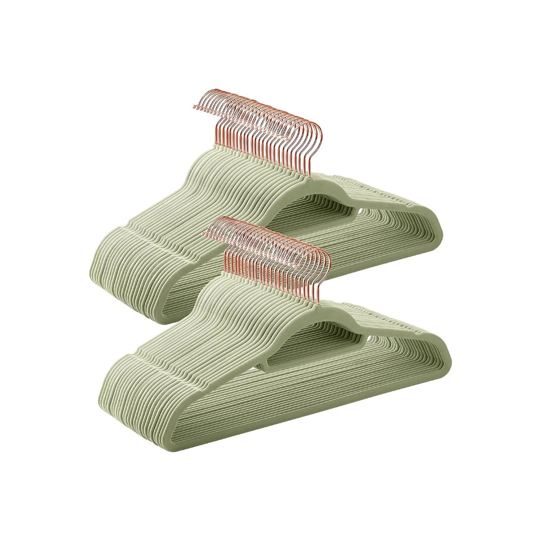 Velvet Clothes Hangers Set Of 50 Or 60 With Rose Gold Hook – product view 4 | Ridgefield Furniture