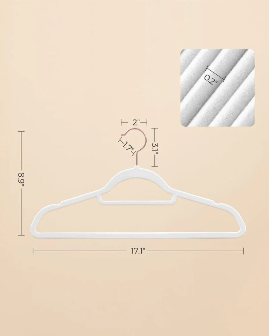 Velvet Clothes Hangers Set Of 50 Or 60 With Rose Gold Hook – product view 13 | Ridgefield Furniture