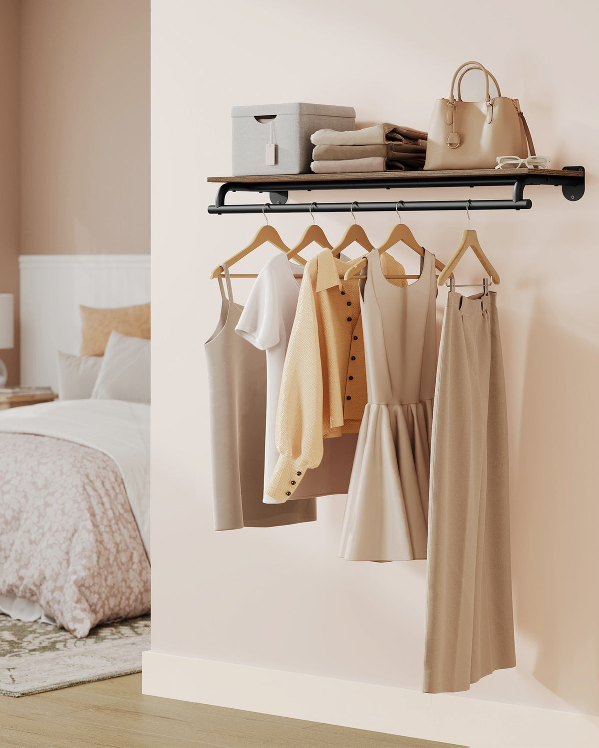 Wall Mounted Clothing Rack, With Hanging Rod - product photo 08