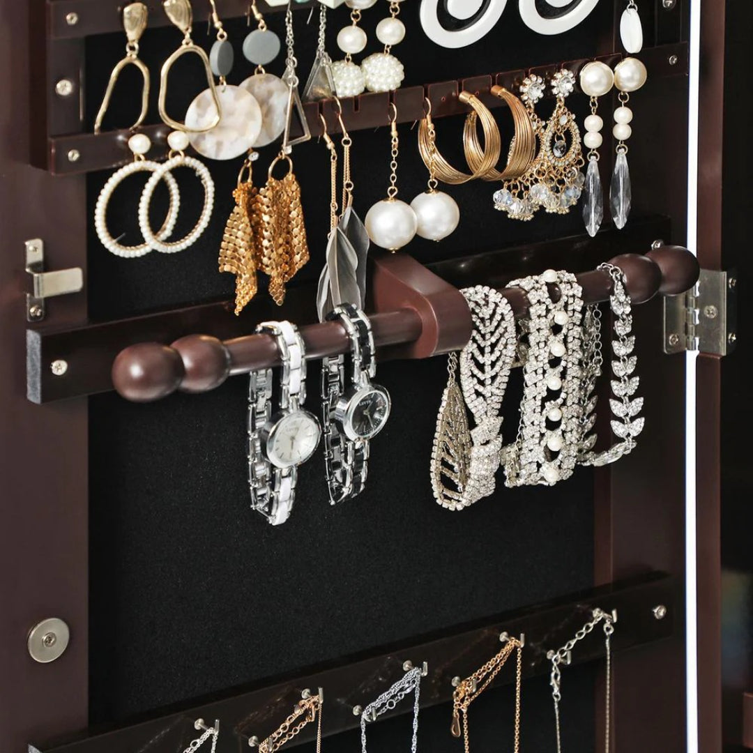 Wall Mounted Jewelry Armoire Cabinet With Mirror LED Lights – product view 16 | Ridgefield Furniture