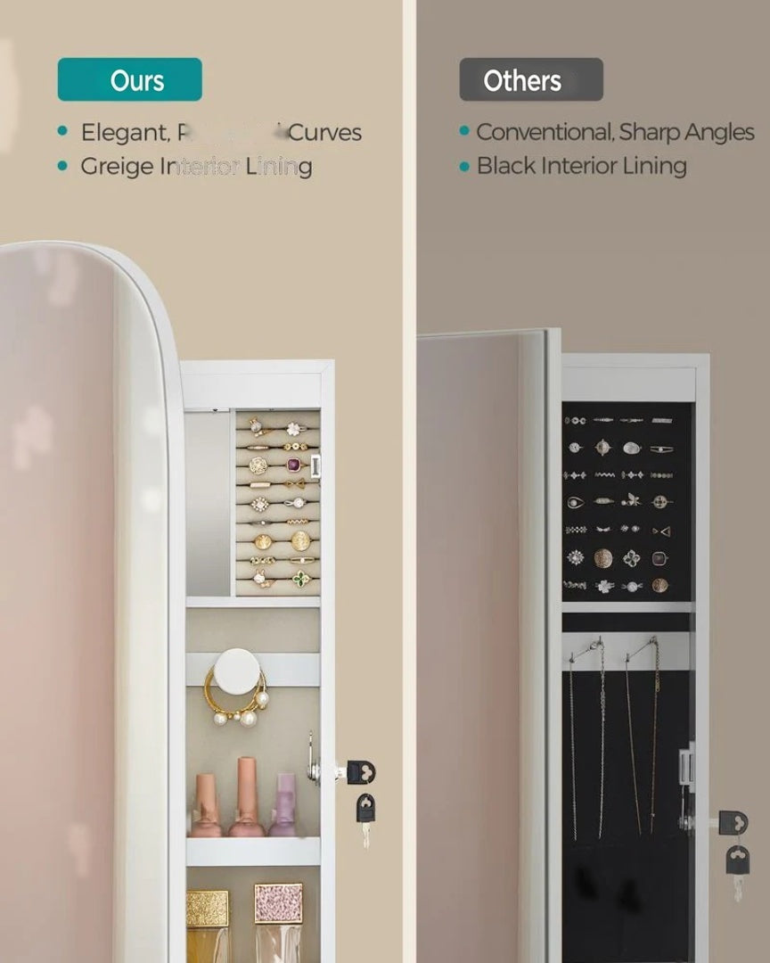 Wall Mounted Jewelry Organizer Cabinet With Mirror And LED – product view 5 | Ridgefield Furniture