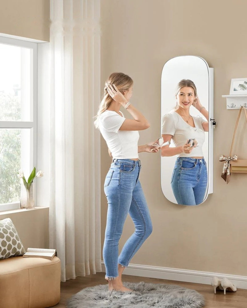 Wall Mounted Jewelry Organizer Cabinet With Mirror And LED – product view 11 | Ridgefield Furniture