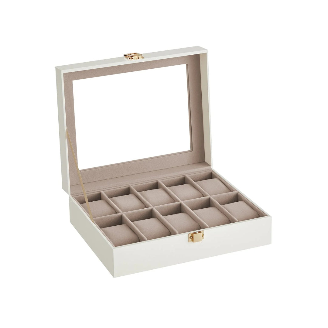 Watch Storage Case With Glass Lid 10 Slot Organizer – product view 3 | Ridgefield Furniture