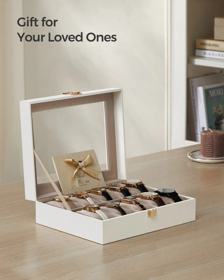 Watch Storage Case With Glass Lid 10 Slot Organizer – product view 5 | Ridgefield Furniture