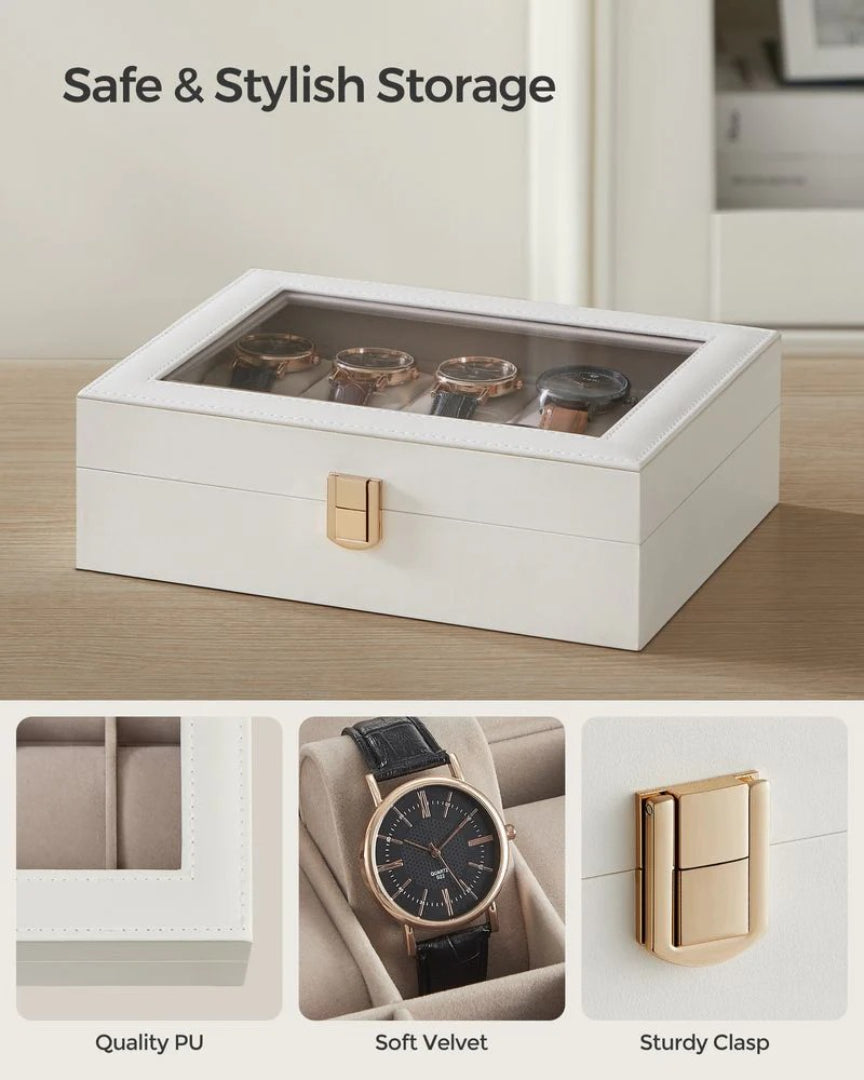 Watch Storage Case With Glass Lid 10 Slot Organizer – product view 6 | Ridgefield Furniture