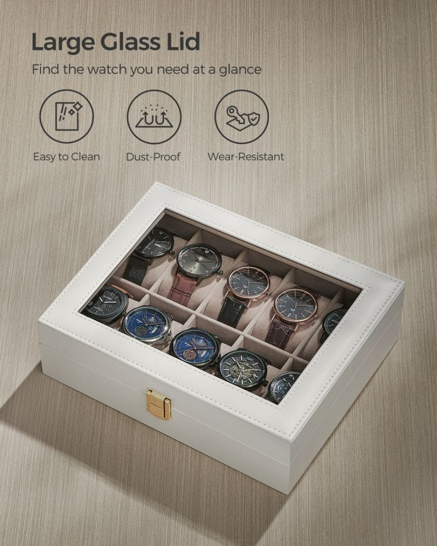 Watch Storage Case With Glass Lid 10 Slot Organizer – product view 8 | Ridgefield Furniture