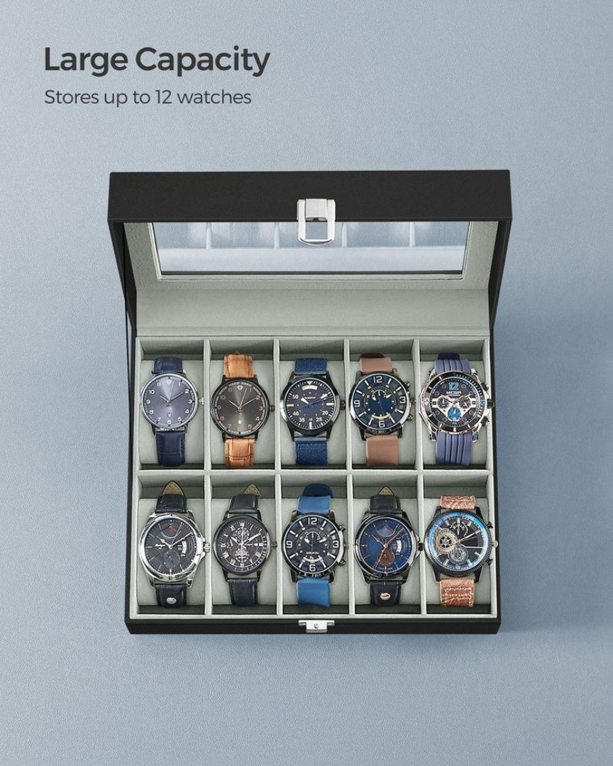 Watch Storage Case With Glass Lid 10 Slot Organizer – product view 19 | Ridgefield Furniture