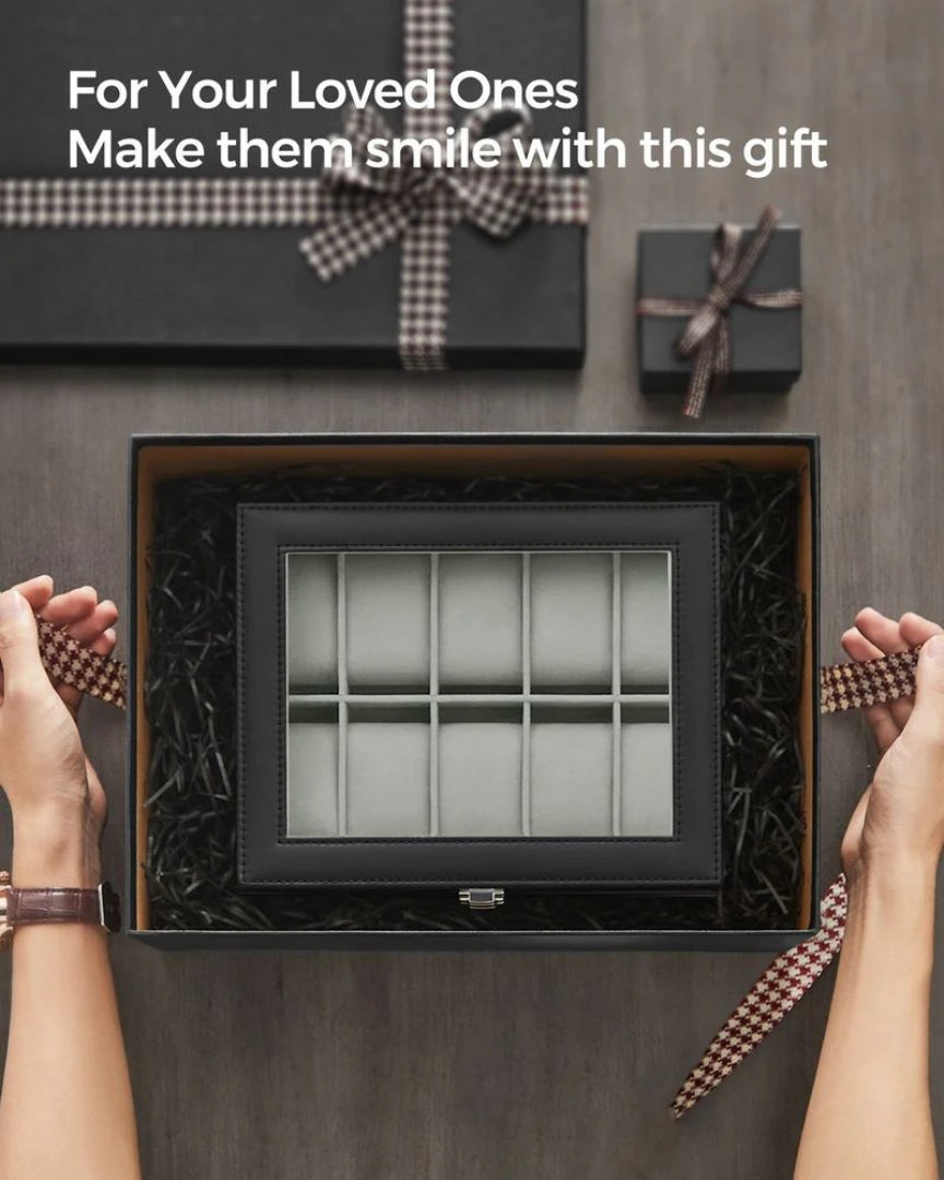 Watch Storage Case With Glass Lid 10 Slot Organizer – product view 21 | Ridgefield Furniture